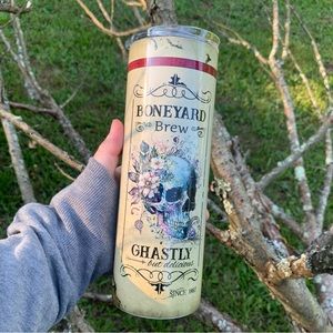 Halloween Skull Boneyard Brew 20oz Skinny Tumbler